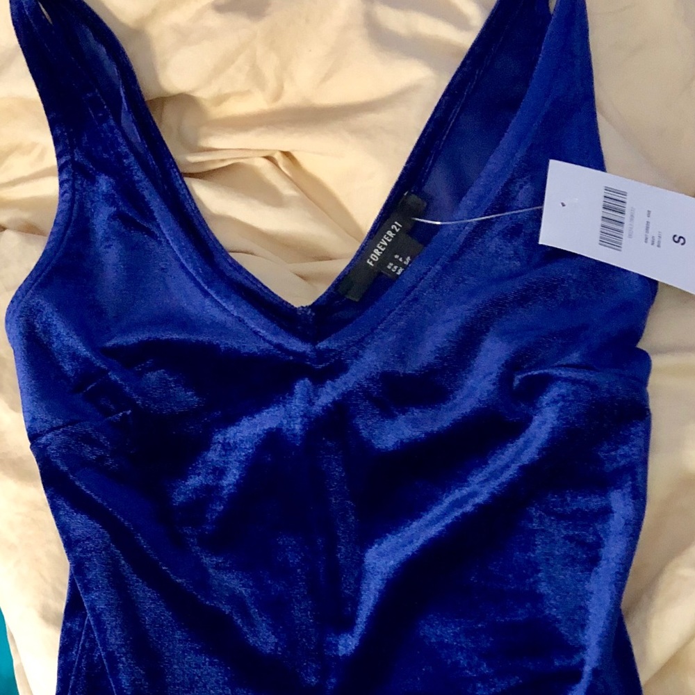 Blue suede bodycon mini dress NWT size small